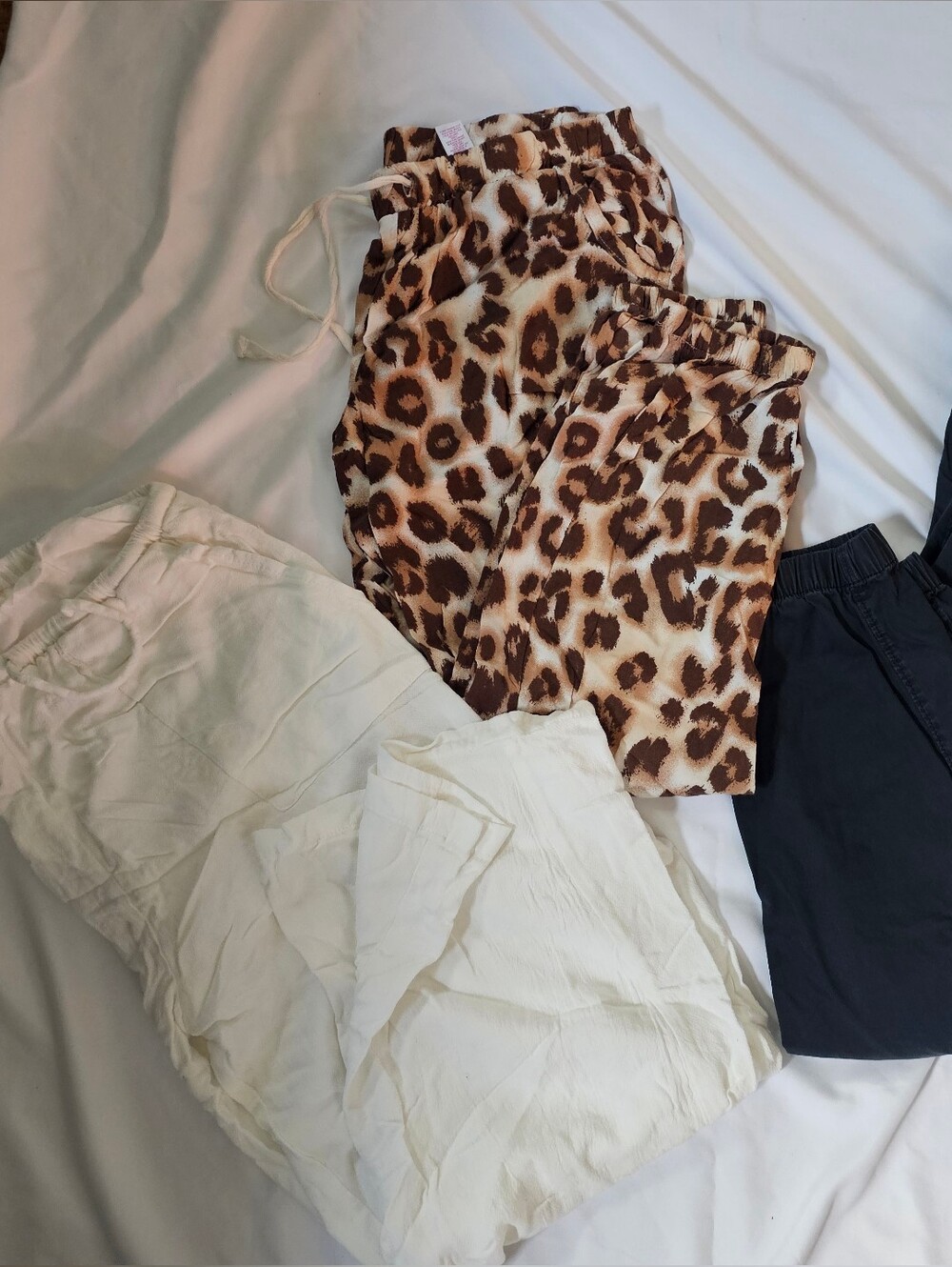 Set Of 3 Loose Girls Pants- Joggers Cargo Leopard White- Size 11 12 13